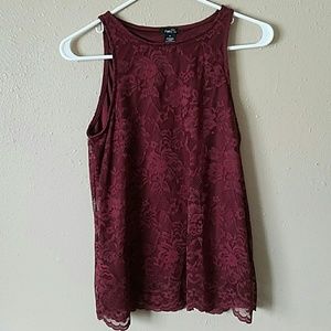 Maroon lace tank top